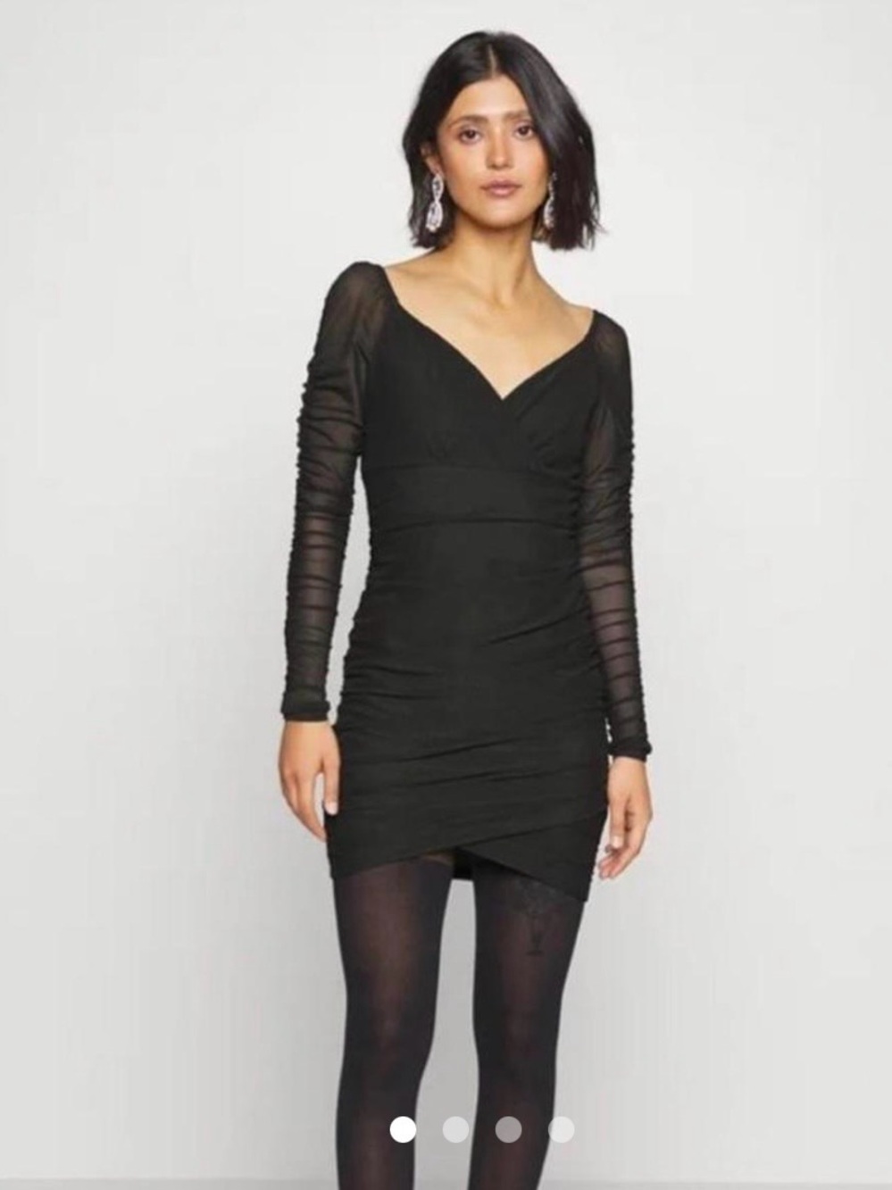 Hollister Black Long-Sleeve Mesh Sleeve Sheath Dress